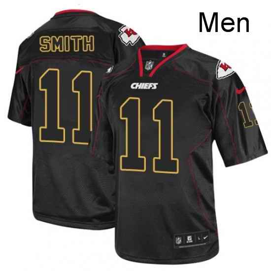 Men Nike Kansas City Chiefs 11 Alex Smith Elite Lights Out Black NFL Jersey